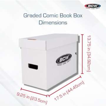 BCW Short Comic Storage Box - 10 Pack | Holds 150-175 Current/Silver Age Comics | Stackable, Durable 200 lb. Strength