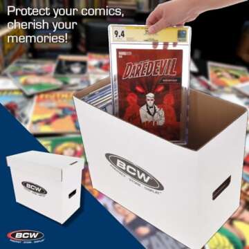 BCW Short Comic Storage Box - 10 Pack | Holds 150-175 Current/Silver Age Comics | Stackable, Durable 200 lb. Strength