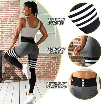 ASAGI Striped Scrunch Butt Lifting Leggings for Women