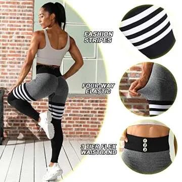 ASAGI Striped Scrunch Butt Lifting Leggings for Women