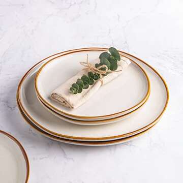 AmorArc Ceramic Dinner Plates Set of 6, 10.5 Inch Handmade Reactive Glaze Stoneware Plates,Large Rustic Shape Dinnerware Dish Set for Kitchen, Microwave & Dishwasher Safe,Scratch Resistant-Pearl White