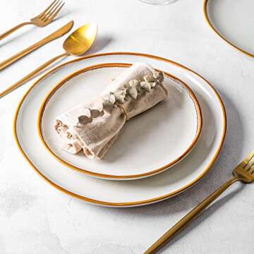 AmorArc Ceramic Dinner Plates Set of 6, 10.5 Inch Handmade Reactive Glaze Stoneware Plates,Large Rustic Shape Dinnerware Dish Set for Kitchen, Microwave & Dishwasher Safe,Scratch Resistant-Pearl White