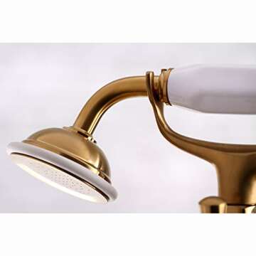 Kingston Brass KS268SB Deck Mount Clawfoot Tub Faucet with Hand Shower, Brushed Brass