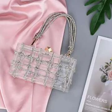 Stylish ARTLUXE Acrylic Clutch with Rhinestones