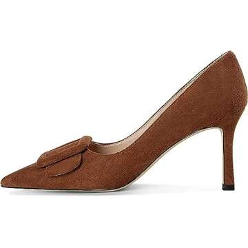 Divanne Pumps Shoes – Women's Chic Stiletto Buckle Suede Slip-On Heels