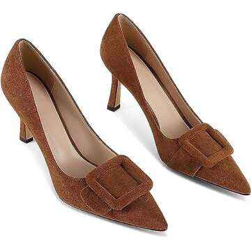 Divanne Pumps Shoes: Stylish Slip-On Suede Heels