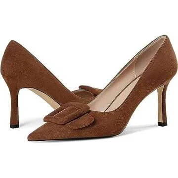 Divanne Pumps Shoes: Stylish Slip-On Suede Heels