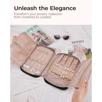 BAGSMART Jewelry Organizer Bag Travel Jewelry Storage Cases for Necklace, Earrings, Rings, Bracelet, Black