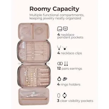 BAGSMART Jewelry Organizer Bag Travel Jewelry Storage Cases for Necklace, Earrings, Rings, Bracelet, Black