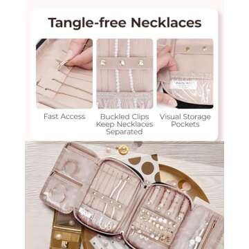 BAGSMART Jewelry Organizer Bag Travel Jewelry Storage Cases for Necklace, Earrings, Rings, Bracelet, Black