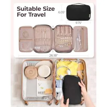 BAGSMART Jewelry Organizer Bag Travel Jewelry Storage Cases for Necklace, Earrings, Rings, Bracelet, Black