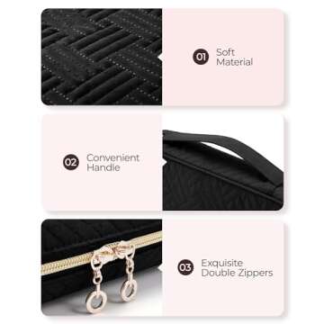 BAGSMART Jewelry Organizer Bag Travel Jewelry Storage Cases for Necklace, Earrings, Rings, Bracelet, Black