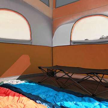 UNP Tents 6 Person Waterproof Windproof Easy Setup,Double Layer Family Camping Tent with 1 Mesh Door & 5 Large Mesh Windows -10'X9'X78in(H) Orange
