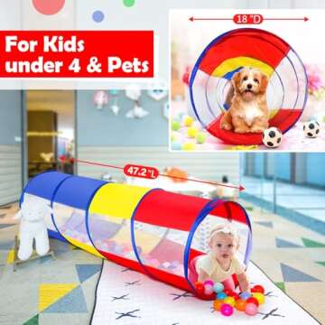 Colorful Pop Up Kids Play Tunnel Tent - Safe Indoor & Outdoor Fun