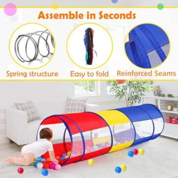 Kids Colorful Play Tunnel Tent for Indoor & Outdoor Fun