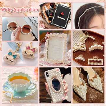 1980Pcs Self Adhesive Pearl Stickers, Shynek Pearls Sticker Gems for Hair, Face, Makeup, Eye, Nail, Crafts, Assorted Sizes
