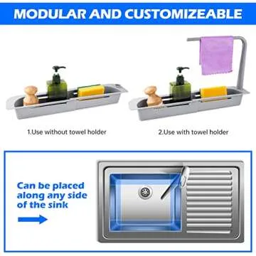 NiHome Over Sink Organizer - Expandable Kitchen Caddy