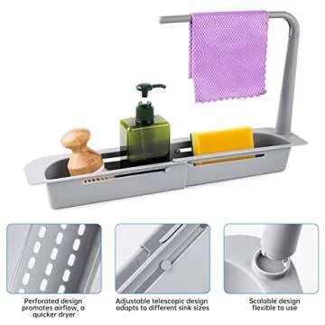 NiHome Over Sink Organizer - Expandable Kitchen Caddy