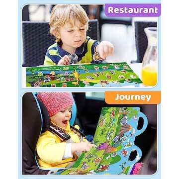 Benresive Reusable Sticker Books for Kids 2-4, Sticker Books for Toddlers 1-3, Toddler Sticker Book Age 2-4, Toddler Travel Toys Activities Crafts Gifts - Animals, Dinosaurs and Insect