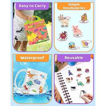 Benresive Reusable Sticker Books for Kids 2-4, Sticker Books for Toddlers 1-3, Toddler Sticker Book Age 2-4, Toddler Travel Toys Activities Crafts Gifts - Animals, Dinosaurs and Insect