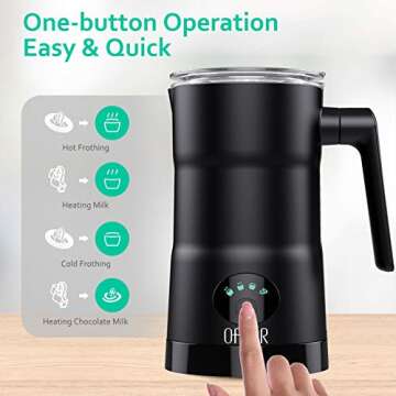 OFOOR Milk Frother - 11.8oz/5.4oz Large Capacity Milk Steamer for Hot and Cold Milk Froth - Silent O...