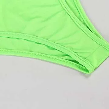 Smile Fish Women's 80s Costumes Neon Green Retro Scoop-Neck Thong Bodysuits,S