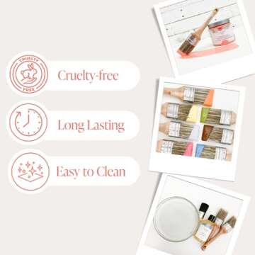 Chalk Style Paint Brush - Oval Brush with Synthetic Bristles for Smooth Furniture Paint Application with Minimal Brush Strokes, No Shedding, Vegan, Best for Water-Based Paint - 1.5"