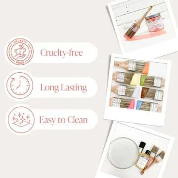 Chalk Style Paint Brush - Oval Brush with Synthetic Bristles for Smooth Furniture Paint Application with Minimal Brush Strokes, No Shedding, Vegan, Best for Water-Based Paint - 1.5"