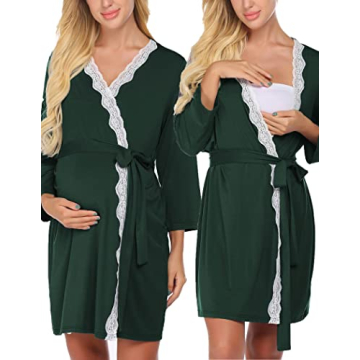 Ekouaer Maternity Nursing Robe Labor Delivery Nightgown Pregnancy Breastfeeding Gown Hospital Bathro...
