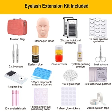 17Pcs Eyelash Extension Training Kit with Mannequin Head