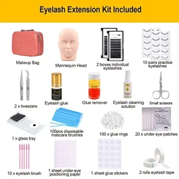 17Pcs Eyelash Extension Training Kit with Mannequin Head