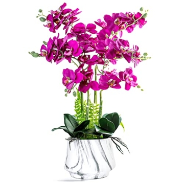 Stunning W&W Artificial Orchid Plants in a Beautiful Ceramic Pot, 24'' High, Lifelike Decor in Purpl...