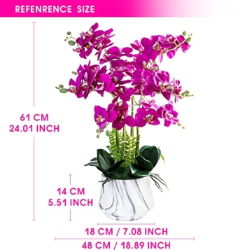 Lifelike W&W Artificial Orchid Plants in Ceramic Pot