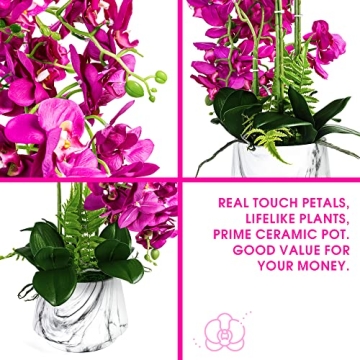 Lifelike W&W Artificial Orchid Plants in Ceramic Pot