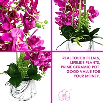 Lifelike W&W Artificial Orchid Plants in Ceramic Pot