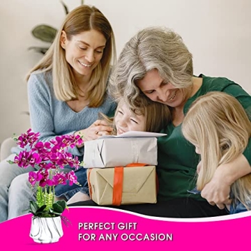 Lifelike W&W Artificial Orchid Plants in Ceramic Pot