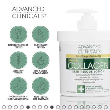 Advanced Clinicals Collagen Cream Moisturizer Body Lotion & Face Cream | Dry Skin Rescue Collagen Lotion | Skin Tightening Cream | Skin Firming + Tightening Lotion | Body Skin Care Products, 16 Ounce
