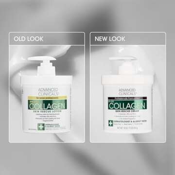 Advanced Clinicals Collagen Cream Moisturizer Body Lotion & Face Cream | Dry Skin Rescue Collagen Lotion | Skin Tightening Cream | Skin Firming + Tightening Lotion | Body Skin Care Products, 16 Ounce