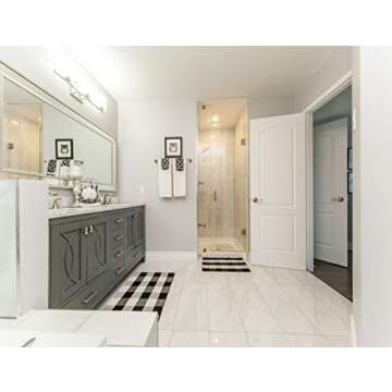 Set of 2 Outdoor Porch Rug - Checkered Door Mat for Layering with Welcome Mat, Outdoor Buffalo Check Door Mat, Rugs Door Buffalo Plaid Door Mat, Black and White Door Mat Front Door Rug