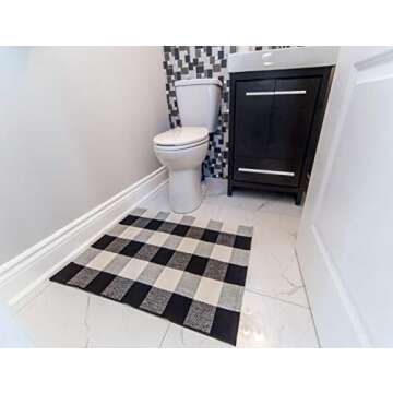 Set of 2 Outdoor Porch Rug - Checkered Door Mat for Layering with Welcome Mat, Outdoor Buffalo Check Door Mat, Rugs Door Buffalo Plaid Door Mat, Black and White Door Mat Front Door Rug