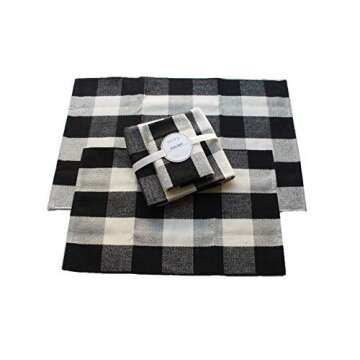 Set of 2 Outdoor Porch Rug - Checkered Door Mat for Layering with Welcome Mat, Outdoor Buffalo Check Door Mat, Rugs Door Buffalo Plaid Door Mat, Black and White Door Mat Front Door Rug