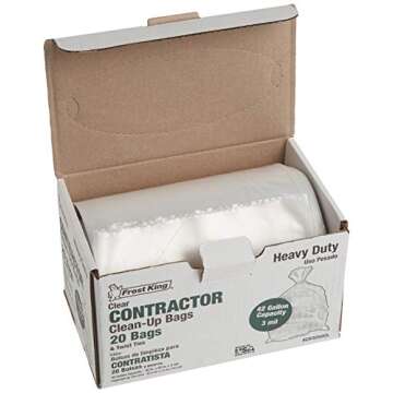 Frost King CB3250 Boxed Heavy Duty Contractor Clean-Up Bags, 32 inch x 50 inch x 3 Mil., 20 Bags, Clear, 1 Count (Pack of 1)