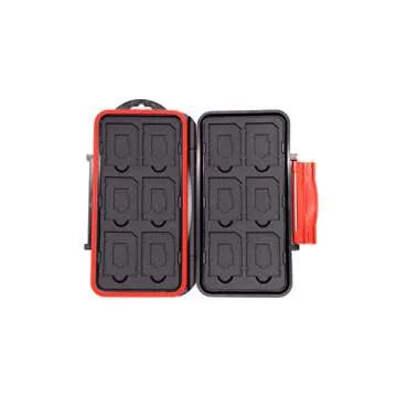 EIGHTEENPCTGREY Photo SD Card Case, Water Resistant, Impact Resistant, fits 12 SD Cards and 12 Micro SD CardsWater-Resistant Holder Storage Memory Card Case for 12 SD Cards + 12 Micro SD Cards