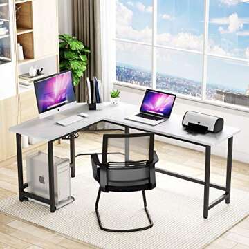Tribesigns 66 inch Modern L Shaped Desk, Corner Computer Desk PC Laptop Gaming Table Workstation for...