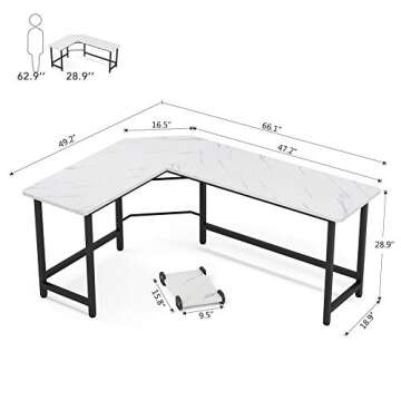 Tribesigns 66" Modern L Shaped Desk - Stylish & Sturdy