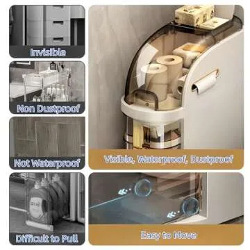 MOSAMNI 2-Tiers Slim Bathroom Storage Cabinet, Narrow Bathroom Storage, Plastic Waterproof Storage Organizer for Small Spaces, Kitchen, Laundry