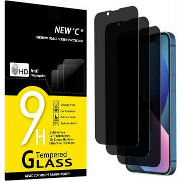 NEW'C iPhone 14, 13, and 13 Pro Privacy Screen Protectors - 3 Pack