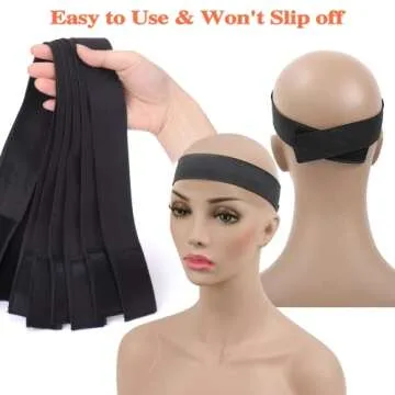 Cadeya Elastic Bands for Wig, 8 Pcs Lace Melting Bands for Keeping Wigs in Place, Edge Scarf/Edge Wrap to Lay Edges Adjustable Wig Headband with Velcr, Non Slp, Thick Comfortable Durable