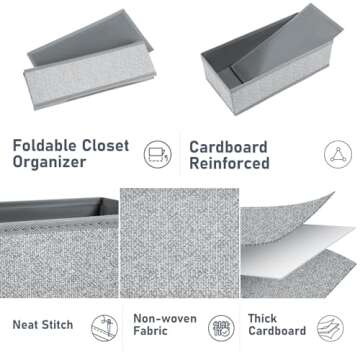 DIMJ 6 Pack Drawer Organizer for Clothes, Sock Bra Underwear Drawer Organizer, Foldable Fabric Drawer Organizer Bins, Dresser Drawer Dividers for Clothing Scarves Belt Tie, Grey