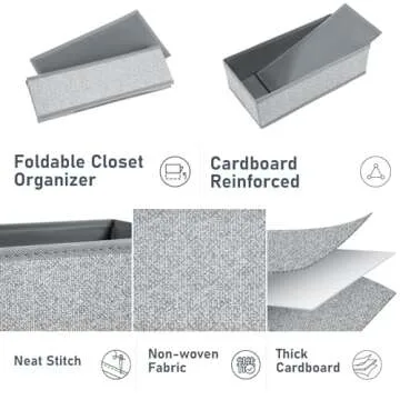 DIMJ 6 Pack Drawer Organizer for Clothes, Sock Bra Underwear Drawer Organizer, Foldable Fabric Drawer Organizer Bins, Dresser Drawer Dividers for Clothing Scarves Belt Tie, Grey